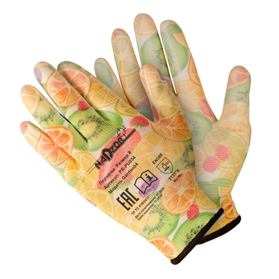 PR-PU054 Перчатки садовые «ФЛОРИСТ», полиэстер, полиуретановое покрытие, разноцв, микс цветов №1