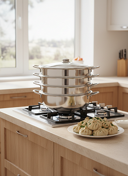 80192 Мантоварка 26см нерж. 3-х ярусная 