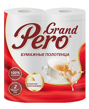 Полотенце бумажное GrandPero 2сл 2 рул 12 в тр уп. белый 0971