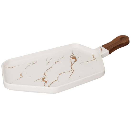 МЕНАЖНИЦА С ДЕРЕВЯННОЙ РУЧКОЙ КОЛЛЕКЦИЯ "ЗОЛОТОЙ МРАМОР" ЦВЕТ:WHITE  40*19 СМ (412-202)