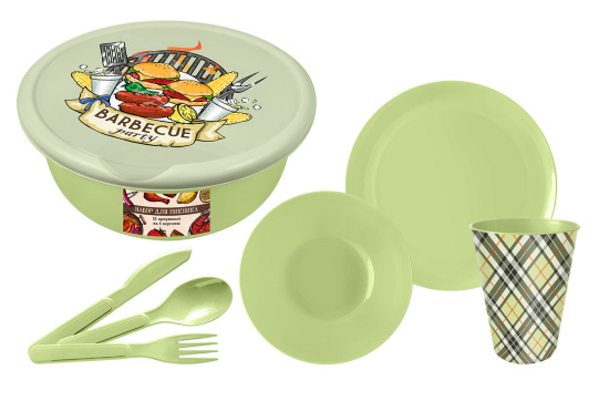 Набор для пикника с декором 25пр. на 4 персоны (салатовый) 221135520/04
