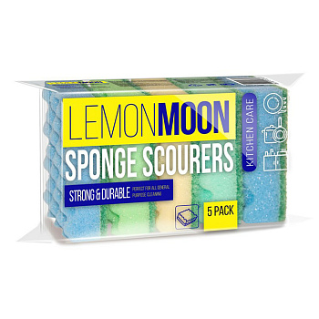 Губка для посуды с профилированной поверхностью 96*64*30 поролон 5шт Lemon Moon Арт. L106