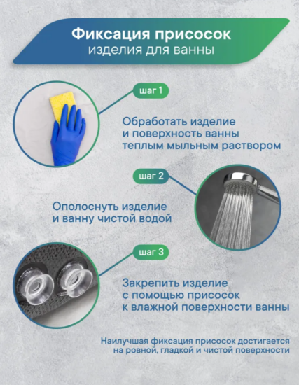 Коврик детский для ванны 36*69см Веселое купание (с присосками)