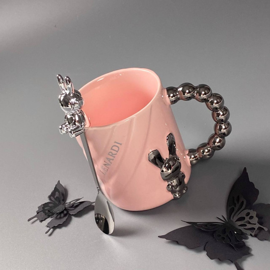 Кружка 430мл с ложкой в под.уп.(х36)Фарфор 315-071