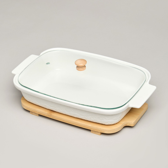 БЛЮДО ДЛЯ ВЫПЕКАНИЯ И СЕРВИРОВКИ LEFARD "MUSE" СО СТЕКЛ.КРЫШКОЙ НА ДЕР.ПОДСТАВКЕ 27,5*17*9 (587-242)