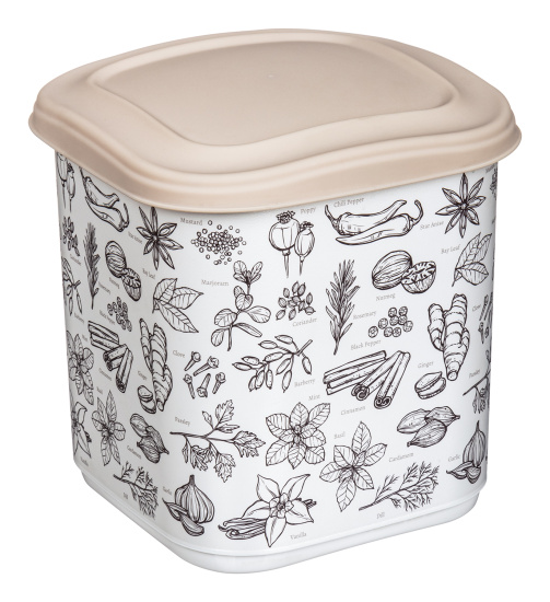 Емкость для сыпучих продуктов 1,8л с декором (бежевый) 221155827/01 Емкость для сыпучих продуктов 1,8л с декором (бежевый) 221155827/01