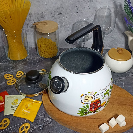 Чайник для плиты 3,0л сф. со свистком 4с209я Вкусный компот белосн. Чайник для плиты 3,0л сф. со свистком 4с209я Вкусный компот белосн.