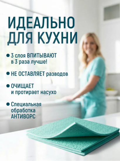 Салфетки трехслойные экстравпитывающие МУЛЬТИФИБРА 3шт 18*18см ЧИСТЮЛЯ С2307