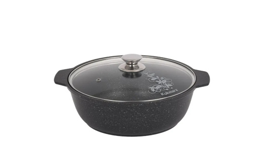 Кастрюля- жаровня 3,0л со стекл. крышкой АП (темный мрамор) жмт32а