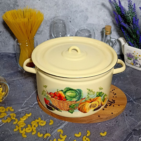 Кастрюля 7.0л 1с18с крем. Урожай