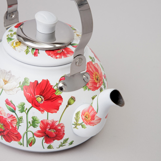 ЧАЙНИК AGNESS "БЕЛЫЕ МАКИ" СО ВСТРОЕННЫМ СВИСТКОМ И ФИЛЬТРОМ 1000 МЛ (916-435)