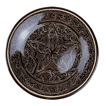 Тарелка 28см, плоская Риштанская керамика коричневая