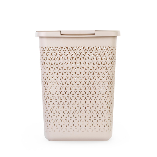 Корзина д/белья "Элемент" 30л узкая (бежевый) М9084