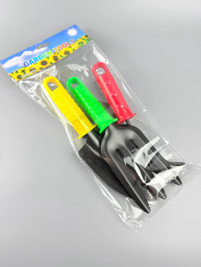 Набор садовых инструментов с пластиковой ручкой (лопатка, вилка, рыхлитель) OLS-247-2