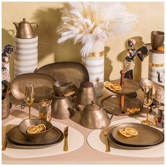 БЛЮДО BRONCO "BRONZE" 35,5*21*4 СМ (МАЛ.УП.=2ШТ./КОР=12ШТ.) (474-193)