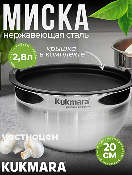 Миска 2,8 литра, диаметром 20 см, с пластиковой крышкой BL2820P