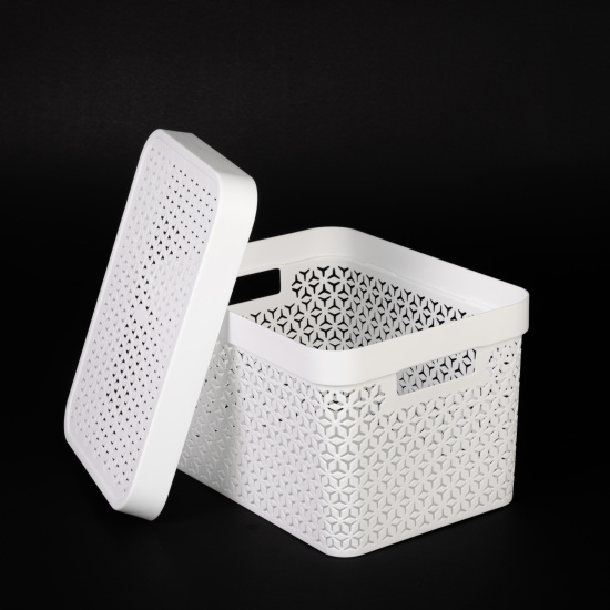 Корзина "Элемент" 17л (с крышкой)(белый) М9019