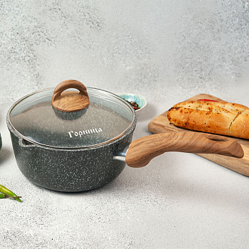 Ковш 1,5л. Гармония МРАМОР пласт/руч. с кр. (п/у), кш1811мр