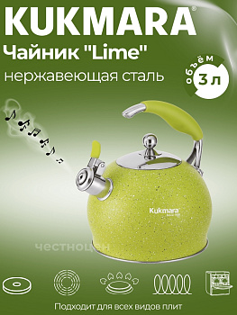 Чайник из нержавеющей стали, со свистком,3л, LIME Ч-04
