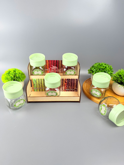 Набор банок 200мл 6шт с крышкой-дозатором поворотным НЕЖНО-МЯТНЫЙ для сып.прод. на дер.под. Набор банок 200мл 6шт с крышкой-дозатором поворотным НЕЖНО-МЯТНЫЙ для сып.прод. на дер.под.