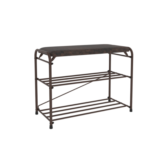 Подставка для обуви "Альфа 23" с сиденьем (Коричневый)(3-х полочная,60см)