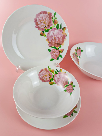 Столовый набор (19 пр.) 7435# "Пионы" (эконом) 93364