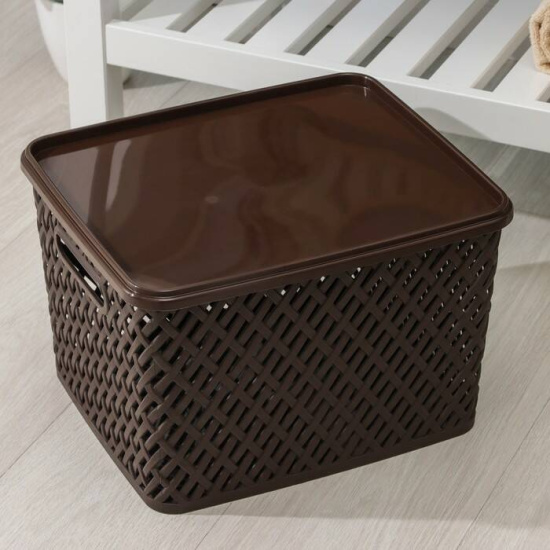 Корзина "Плетенка" (350*290*225) с крыш. корич. М3553