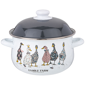 КАСТРЮЛЯ AGNESS ЭМАЛИРОВАННАЯ С ЭМАЛ.КРЫШКОЙ СЕРИЯ "FAMILY FARM", 2.8 Л, 20*12 СМ (934-622)