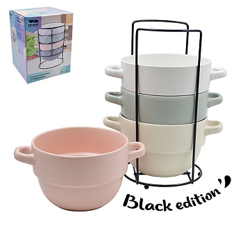 Набор бульонниц на м/подст. (4шт.) Lavenir  630 мл, 12,5 см, 23253 керамика 101956