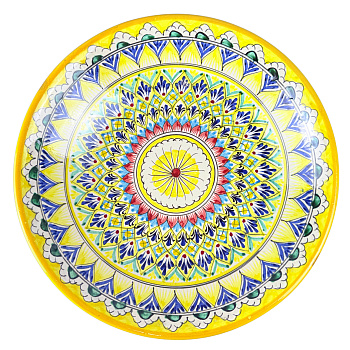 Ляган 34см, глубокий Риштанская керамика желтый