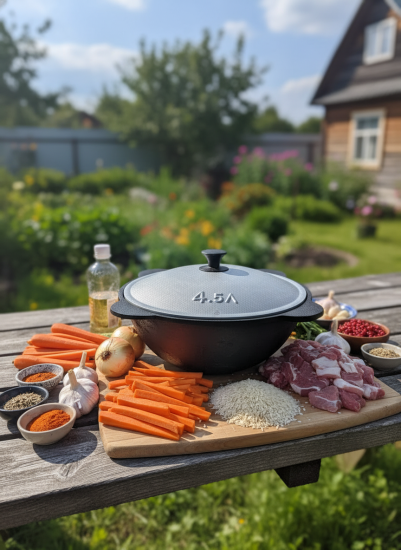 Казан чугунный 4,0л, плоское дно