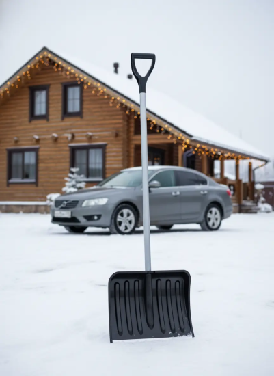 Лопата д/снега "Комфорт" 350х470мм d32 (с наконечником) (с черенком) М8832