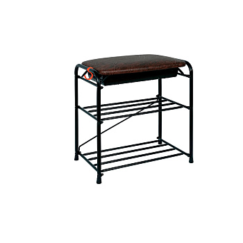 Подставка для обуви "Альфа 13" с сиденьем и ящиком (Черный) (3-х полочная,45см)