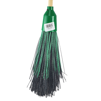 Метла синтетическая круглая с черенком 5 колец Дачная