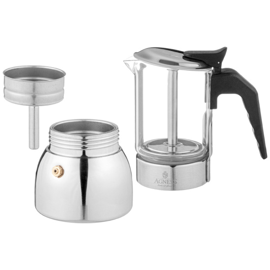 КОФЕВАРКА ГЕЙЗЕРНАЯ "VERRE", 200 МЛ НА 4 ЧАШКИ, ЖАРОСТОЙКОЕ БОРОСИЛИКАТНОЕ СТЕКЛО (944-013)