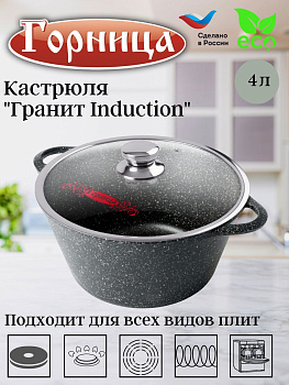 Кастрюля 4л. Гранит Induction лит/руч. с кр. (п/у), Ик2633аг  Кастрюля 4л. Гранит Induction лит/руч. с кр. (п/у), Ик2633аг