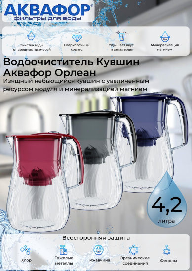 Водоочиститель Кувшин Аквафор Орлеан модель Р140А5FМ