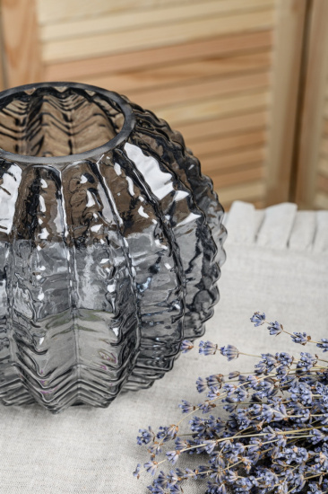 Ваза "Плиссе" малая d-170мм h-160мм арт.1901-Н5 "Графит"