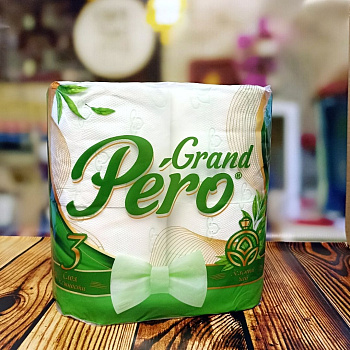 Туалетная бумага GrandPero Зеленый чай 3сл 4рул (1909)