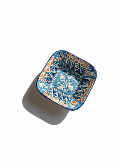 Салатница 13см, квадратная Риштанская керамика микс