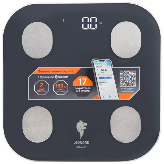 Весы напольные Leonord LE-1216 Bluetooth (стеклянная поверхность, 180 кг) 108265