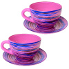 Набор подарочный 4 пр."Дуэт" 2 кружки,2 блюдца арт.2222-Н "Торнадо" (Фуксия-Голубой)
