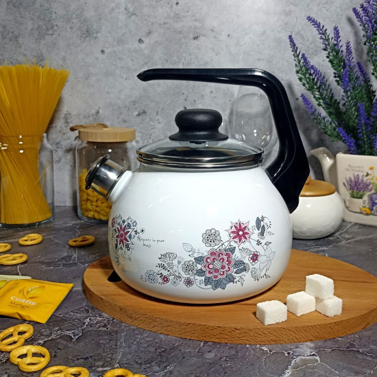 Чайник для плиты 2,0л 4с210я Весенний романс белоснежная Чайник для плиты 2,0л 4с210я Весенний романс белоснежная