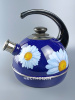 Чайник 3,5л. (конс. ручка) - синий/ромашки(нерж. сталь)индивидуальная упаковка. РT04/35/05/14