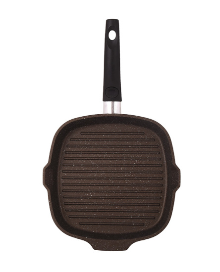 Сковорода-гриль квадратная 280*280мм со съемной ручкой, АП (кофейный мрамор) сгкмк281а,,