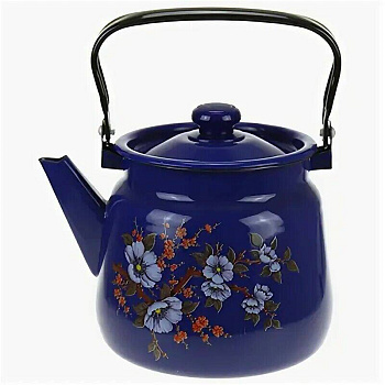 Чайник для плиты 3,5л эмаль С2716.3К сфер. декор кобальтовый с кнопкой Чайник для плиты 3,5л эмаль С2716.3К сфер. декор кобальтовый с кнопкой