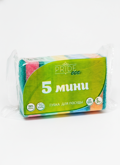 Губка бытовая с чистящим слоем 5шт "МИНИ" гх007 (уп.60шт),,