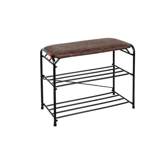 Подставка для обуви "Альфа 23" с сиденьем (Черный)(3-х полочная,60см)