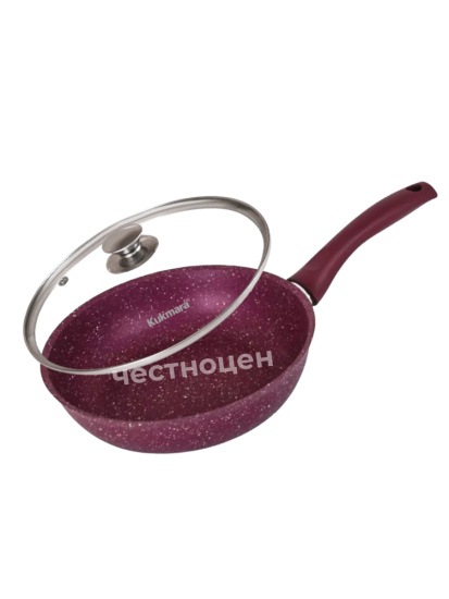 Сковорода 260мм с ручкой, со стеклянной крышкой, АП (Mystery), "Trendy Style" OZ-262tsm