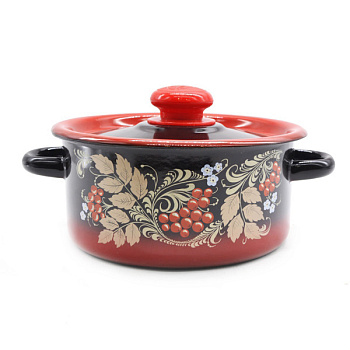 Кастрюля 2,0л цилиндрическая декор красно-черная С1610.38 Кастрюля 2,0л цилиндрическая декор красно-черная С1610.38